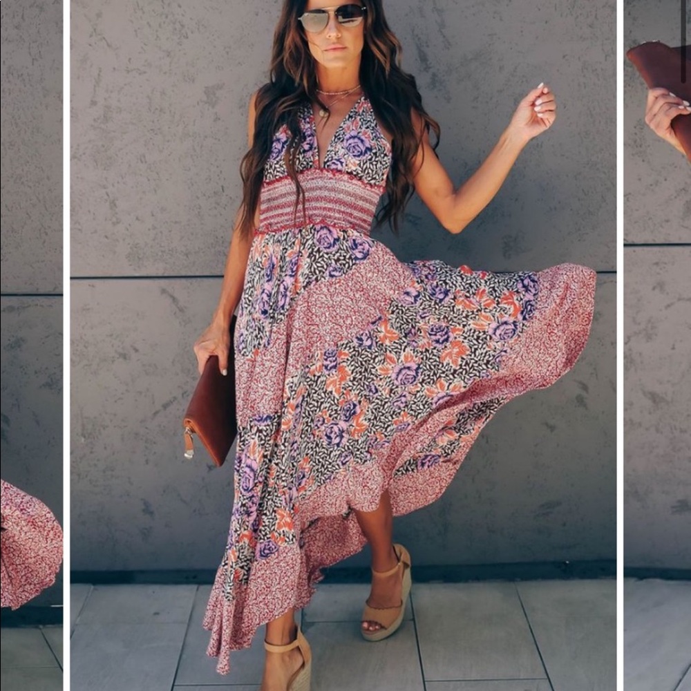 FREE PEOPLE “Gabriela” Halter Dress in “Terracotta” Print - Picture 4 of 12